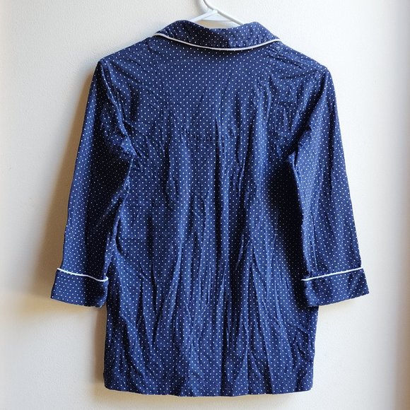 Lauren Ralph Lauren Navy/White Polka Dot Pajama Button Down Shirt Size XS - Picture 16 of 16